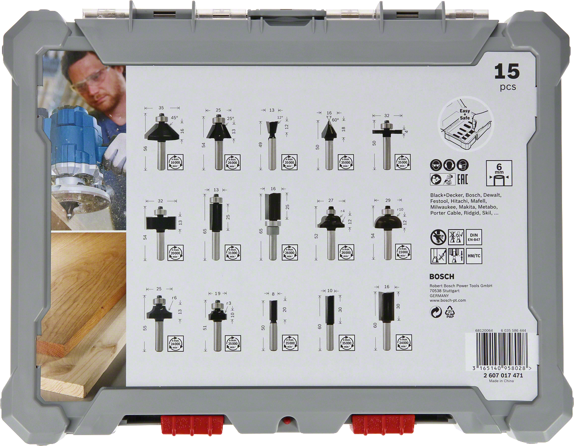 Router Bit Set 15 pcs Mixed