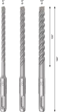 3-dielna súprava vrtákov do kladív SDS-plus-5X 6; 8; 10 mm