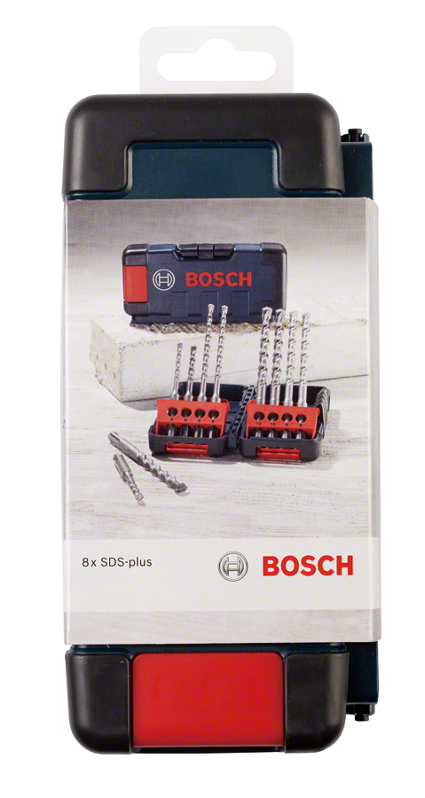 8-piece hammer drill bit set SDS plus-3, Tough Box