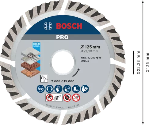 PRO Multi Material Diamond Cutting Disc 125x22.23 (10 pcs. Pack) (125 / 22.23 / 2)