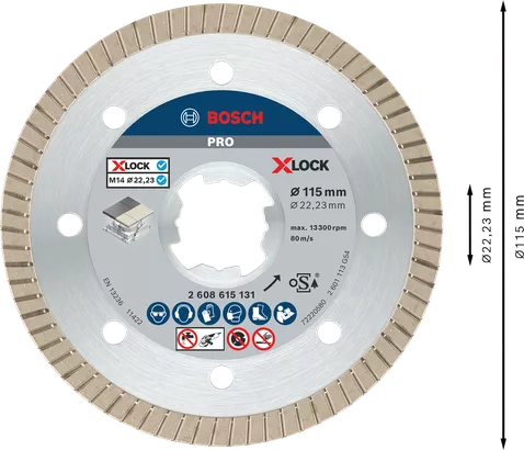 X-LOCK Diamantový rezací kotúč Best for Ceramic Extraclean Turbo 115 x 22,23 x 1,4 x 7 115 x 22,23 x 1,4 x 7 mm